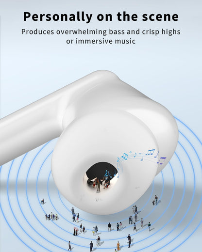 Wireless Earbuds, Bluetooth 5.4 Headphones with 50H Playback, Deep Bass Stereo Ear Buds Clear Calls with LED Power Display, IPX7 Waterproof, in-Ear Earphones with Mic for Phone/Android/iPad, White