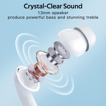 Bluetooth Headphones True Wireless Earbuds 60H Playback LED Power Display Earphones with Wireless Charging Case IPX5 Waterproof in-Ear Ear buds with Mic