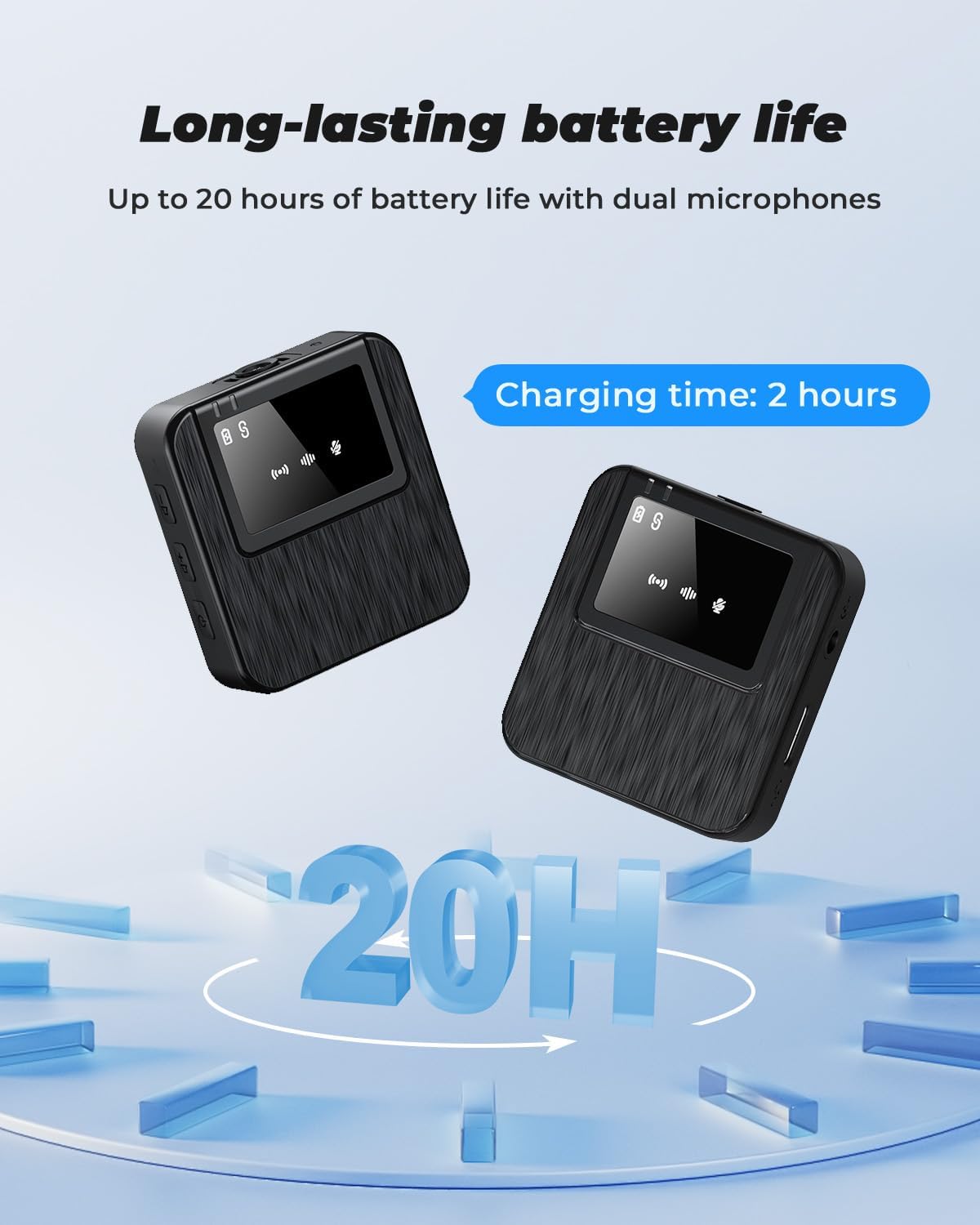 3-in-1 Mini Microphone for iPhone, Android, Camera - 328ft Long Range, 20H Battery Life, Wireless Microphones, Lapel Mic with AI Noise Reduction