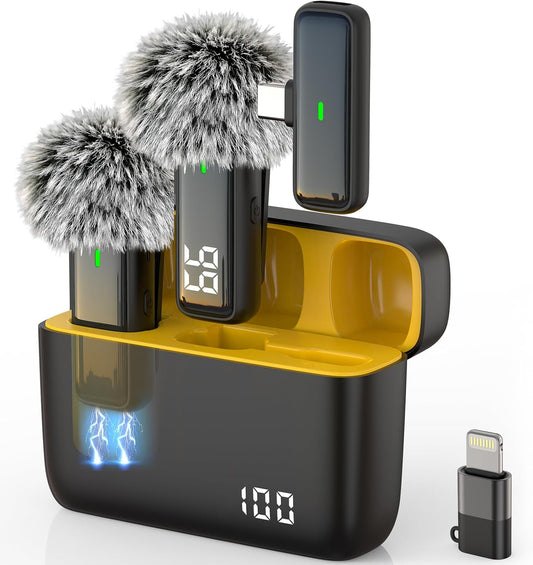 Wireless Microphone for iPhone Android Lav Mic USB C Lavalier Microphone Type C Lapel Mic for iPhone 15/16 iPad Video Recording Vlog TikTok - 24H Charging Case Noise Reduction